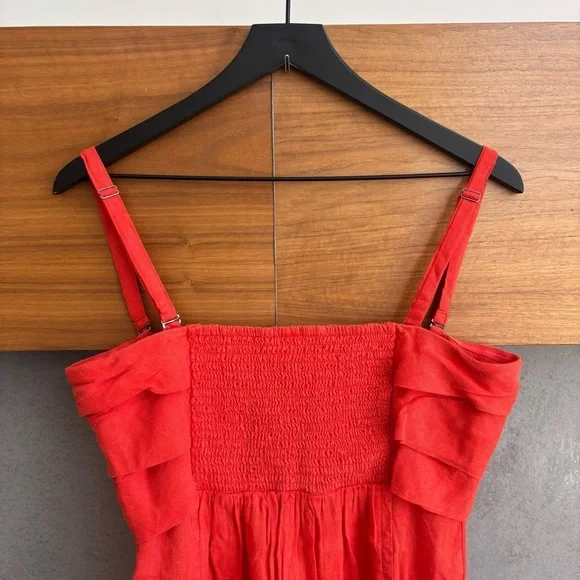 NWT By Anthropologie Linen Short Romper Bright Red, Size S - Picture 11 of 15